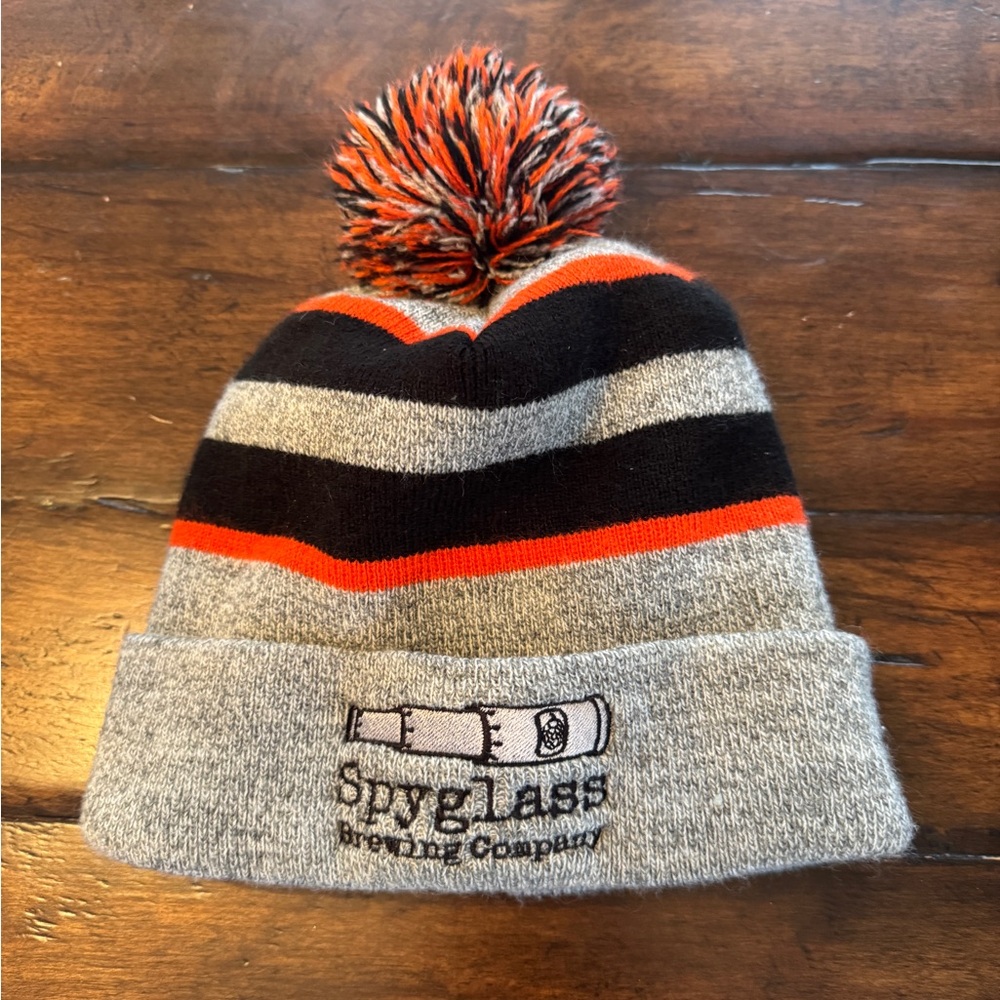Spyglass Brewing Winter Pom-Pom Beanie - Gray and Orange
